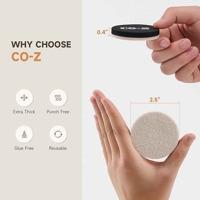 CO-Z 24pcs Felt Furniture Sliders