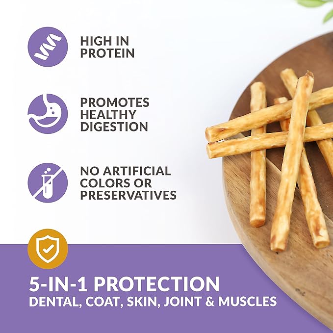 Wild Eats Real Duck Collagen Sticks for Dogs (25 Pack,5 Inch) Long Lasting Dog Chews No Hide Dog Treat Bully Stick Alternative, Rawhide Free, Grain Free, High Protein