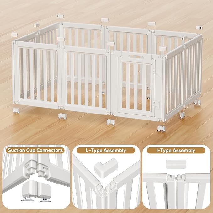 Dog Playpen, Clear Dog Pen, Acrylic Dog Pen, Easy to Install and Remove Dog Play Pen, Puppy Playpen Suitable for Dogs, Cats,Dog Playpen Indoor (White, 23.6 inch Height, 10 Panels)