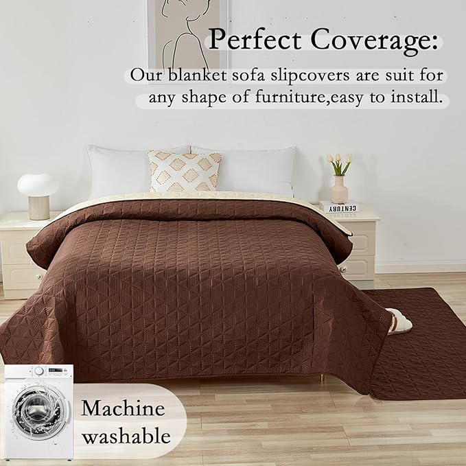Waterproof Dog Bed Cover Pet Blanket, Soft Pet Couch Covers for Sofa Washable, Bed Couch Sofa Furniture Protector for Puppy Cat Kids (Brown,100 * 127 CM)