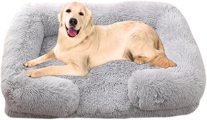 Dog Beds Large Sized dog Orthopedic, Sofa Dog Bed with Waterproof Lining and Nonskid Bottom, Rectangle Washable Dog Bed for Medium Small Dogs and Cats Comfortable ( Color : Gray1 , Size : 43 x 27" )