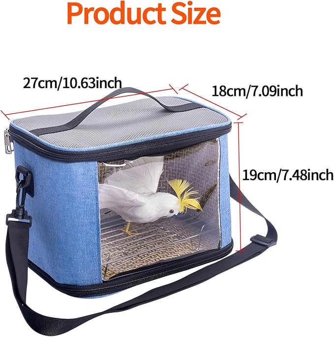 Bird Travel Carrierm, Small Bird Travel Backpack Carrier Cage with Tray and Breathable Clear Window, for Parakeet Cockatiel Budgies, for Camping Hiking (Large-Pink)
