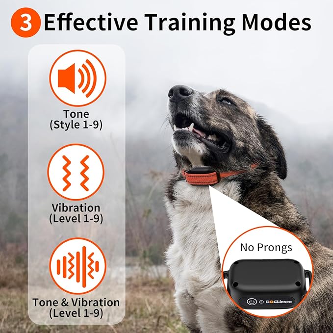 No Shock Dog Training Collar with Remote 3300ft Range, Vibrating Dog Collar, Vibration Collar for Small Medium Large Dogs, 9 Style Tones and Vibration Collar