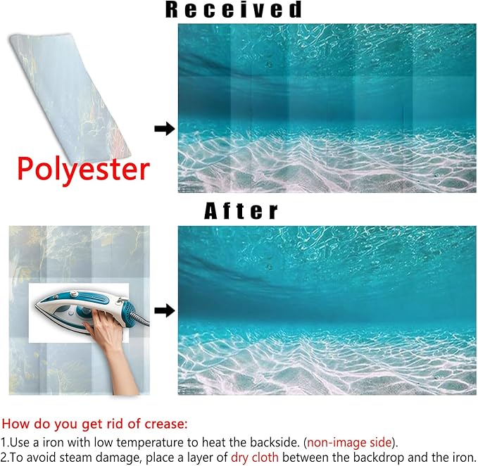 36X20IN Natural Undersea Aquarium Background, Undersea Beach Fish Tank Background, with 8 EVA Double-Sided Tape
