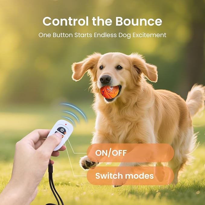 Smart Interactive Dog Ball - Auto Bouncing & Rolling, Chew-Resistant E-TPU Material, 3 Interactive Modes, IPX7 Waterproof, Smart Chase Pet Toy Ball for Medium and Large Dogs (Orange)