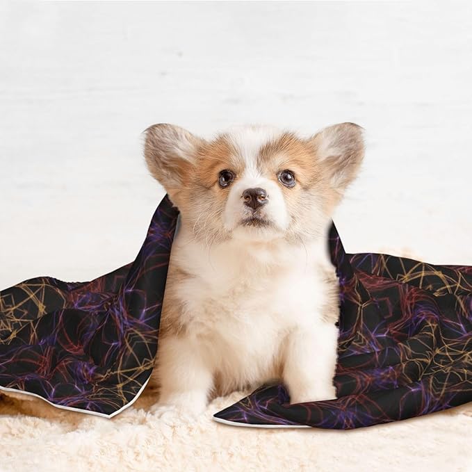 Two Sided Plush Pet Blanket for Warmth Comfort, Magic Smoking Sacred Geometric, Reversible Throw with Cozy Nubby Side for Chilly Nights Napping Spots Around House