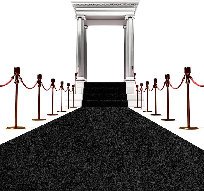 450 GSM Extra Thick Waterproof Black Carpet Runner for Events Decorations, 3X30 Ft Not Slip Black Runner Aisle Runway Rug for Wedding, Party, Banquet, Activity Entrance and Special Events Decorations