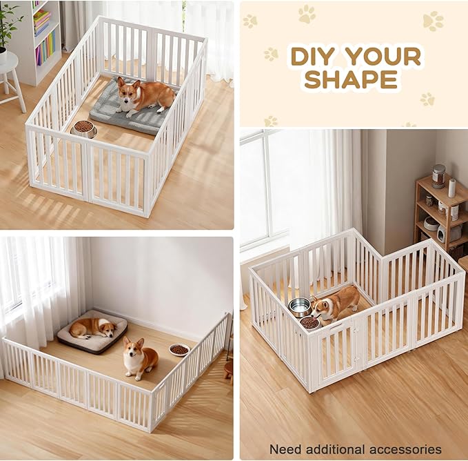 Dog Playpen, Clear Dog Pen, Acrylic Dog Pen, Easy to Install and Remove Dog Play Pen, Puppy Playpen Suitable for Dogs, Cats,Dog Playpen Indoor (White, 23.6 inch Height, 10 Panels)