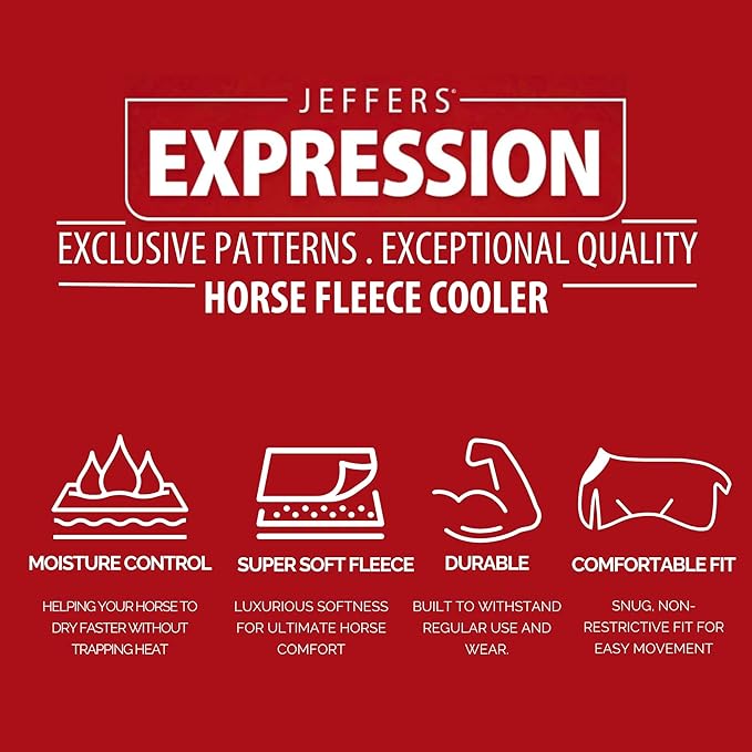 Jeffers Expression Fleece Cooler for Horses, Standard Neck, Skater Cowgirl 84"- Equine Towel Blanket, Moisture Absorbent, Light Weight, Best for Drying, Exercise, Bathing, Adjustable Belly Bands