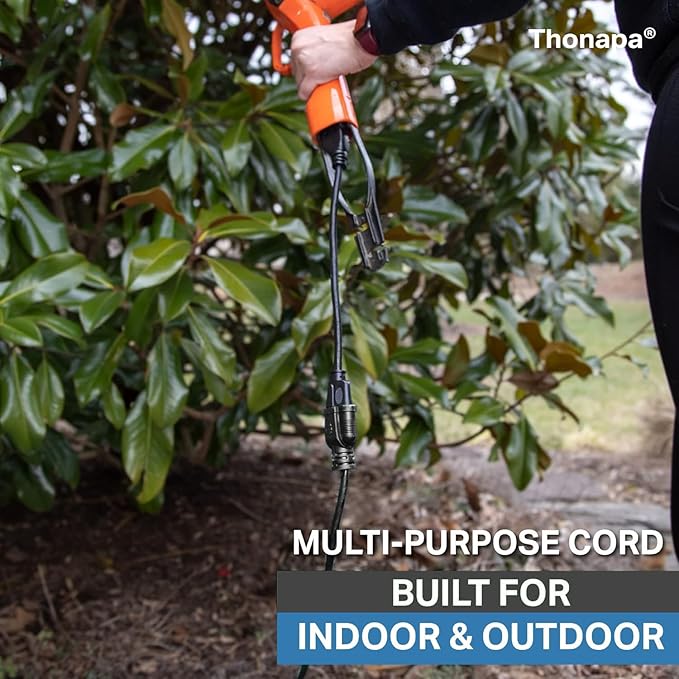 13 Amp Outdoor Extension Cord 25 ft, 2 Pack, 16/3 SJTW 25 Foot Black Extension Cord 3 Prong Multi Pack, Weatherproof ExteriorPower Cable for Outdoor Lights, Landscaping, Lawn, UL Certified