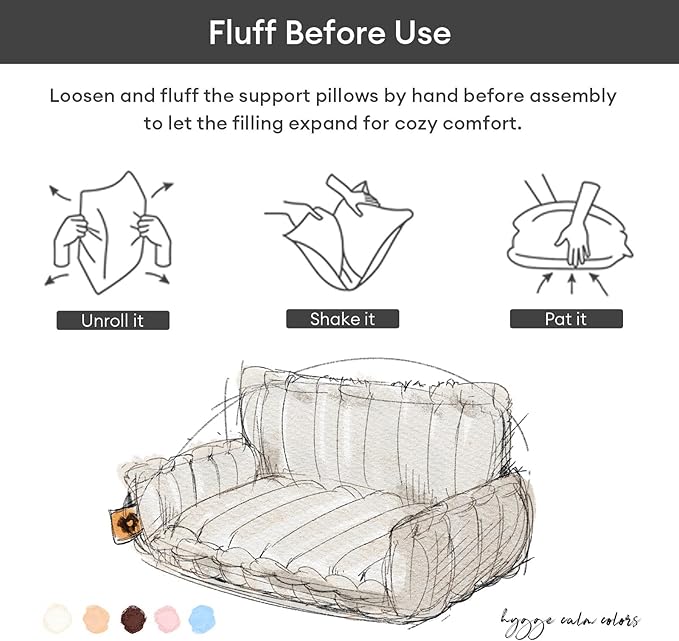 FUNNY FUZZY Dog Bed Orthopedic & Fluffy Dog Couch Bed, Corduroy Fleece Pet Beds Washable, Supportive Foam Pet Sofa Bed with Removable Zipper Cover - Snoozy Dream, White, M