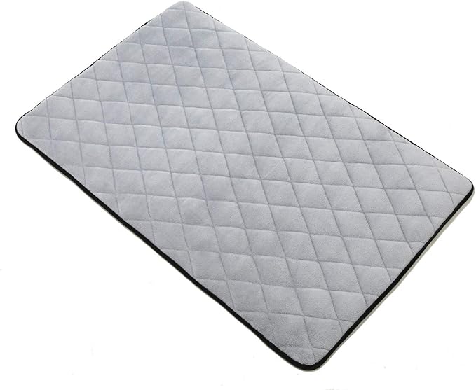 4Knines Extra Large Dog Crate Mat – Waterproof, Non-Slip, Machine Washable Crate Mat – Soft, Durable Kennel Mat for Dogs – Pet Bed for Crates, Travel or Home Use - Large (Grey)