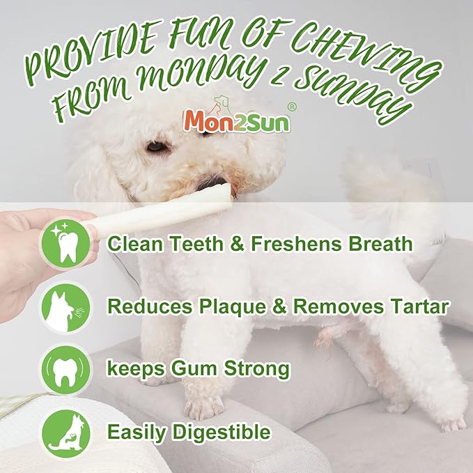 MON2SUN Dog Rawhide Rolls Twist Sticks 6.5 Inch Chew Treats Natural Flavor 60 Count for Puppy and Small Dogs