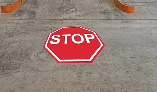 "Stop" Durable Laminated Vinyl Floor Sign- Sign by Graphical Warehouse- 5S Safety and Security Signage, Visual Communication Tool (38")