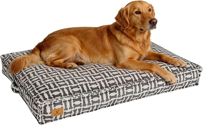 Dog Bed with Easy-Grip Handle - Shredded Memory Foam Pet Bed, Removable & Machine Washable Cover, Non-Slip Bottom, Choose from Cooling Linen or Warm Flannel Style for Dogs & Cats(Large