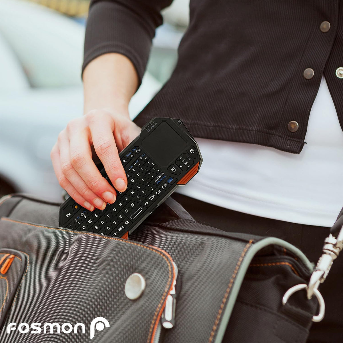 Fosmon Mini Keyboard with Touchpad Mouse, 2.4G Wireless+ Bluetooth, Backlit
