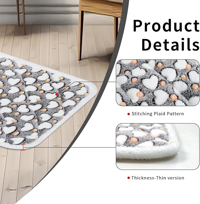 Dog Crate Mats, Soft Reversible Dog Bed Mat, Cat Mat - 36x24 Inch, Short Plush Pet Mat Crate Mat for Medium Dogs, 0.6-inch Thick Thin Dog Mat, Machine Washable Ideal for 36-Inch