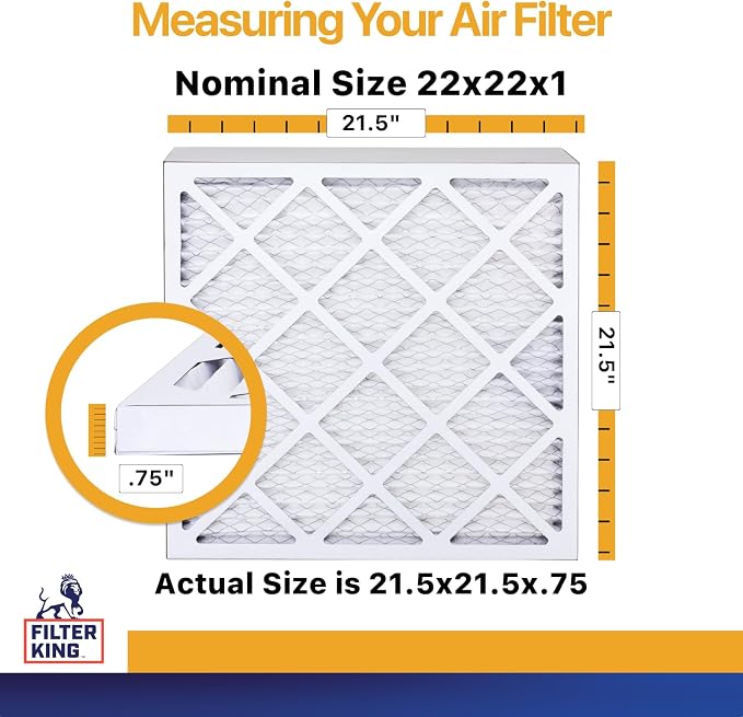 Filter King 22x22x1 Air Filter | 6-PACK | MERV 13 HVAC Pleated A/C Furnace