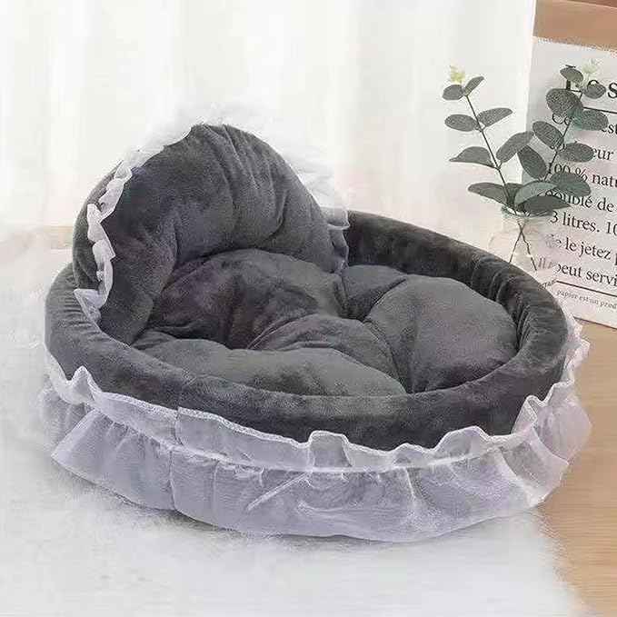 Dog Bed Stylish Lace Princess Nest for Small Puppy Kitten Ribbon Bowknot Princess Pet Bed with Detachable Cushion Pet Furniture