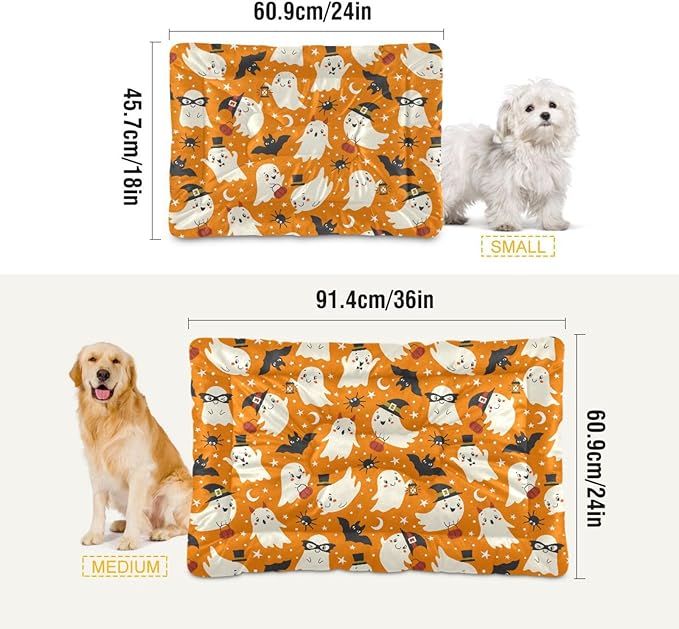 Halloween Ghost Bat Pet Bed Cute Dog Bed Mat Absorbing Non Slip Pad Pet Sleeping Mat for Small, Medium, and Large Dogs Puppy Cat 24 in x 18 in