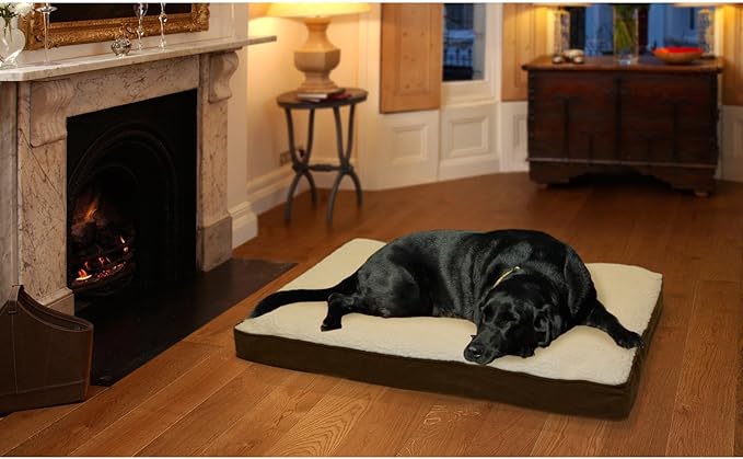 Furhaven Memory Foam Dog Bed for Small Dogs w/ Removable Washable Cover, For Dogs Up to 20 lbs - Sherpa & Suede Mattress - Espresso, Small