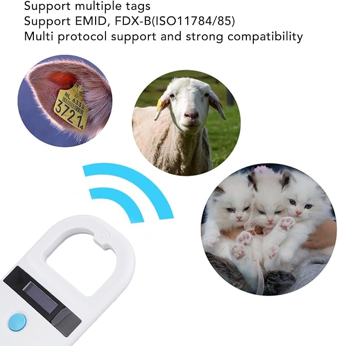 Microchip Scanner, Portable Handheld Pet Microchip Scanner with 800mAh Rechargeable Battery and 1000 Data Storage, Reader with Wireless Technology for Dogs, Cats, and (Style 1)