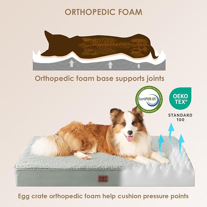 EHEYCIGA Orthopedic Medium Dog Beds for Small Dogs with Removable Washable Cover for Crate, Greyish Green, 30x20
