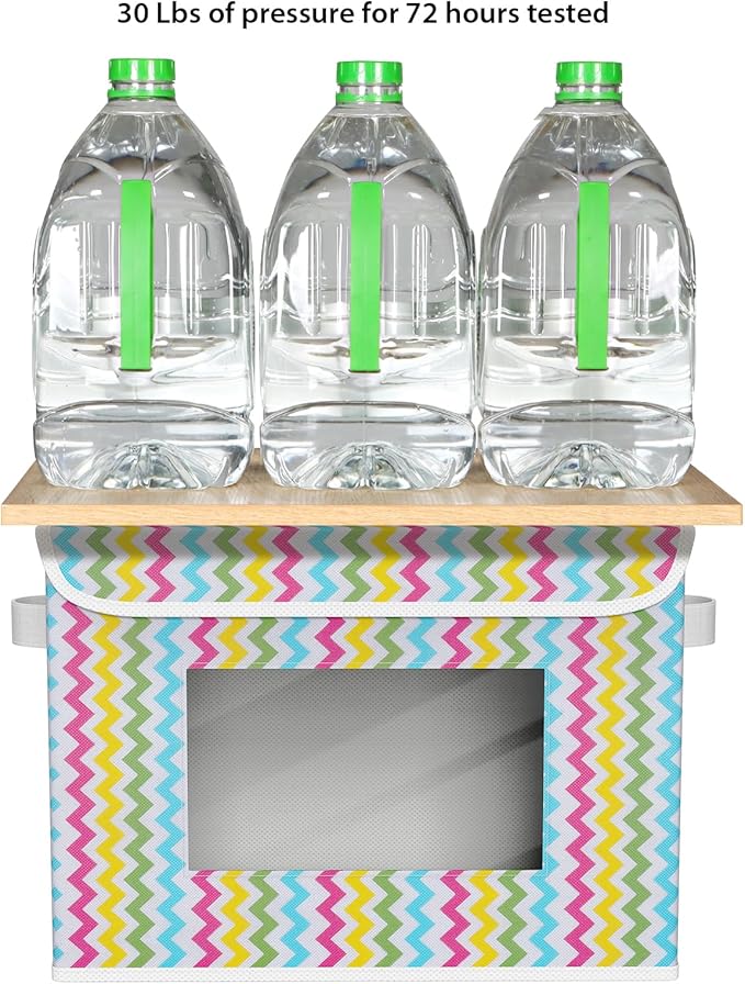 Univivi Fabric Foldable Storage Boxes [4-Pack] Large Collapsible Stackable Storage Bins with Lids, Closet Organizers and Storage Cube Basket for Home, Office, Bedroom (Colorful, 17”x 12” x 12”)