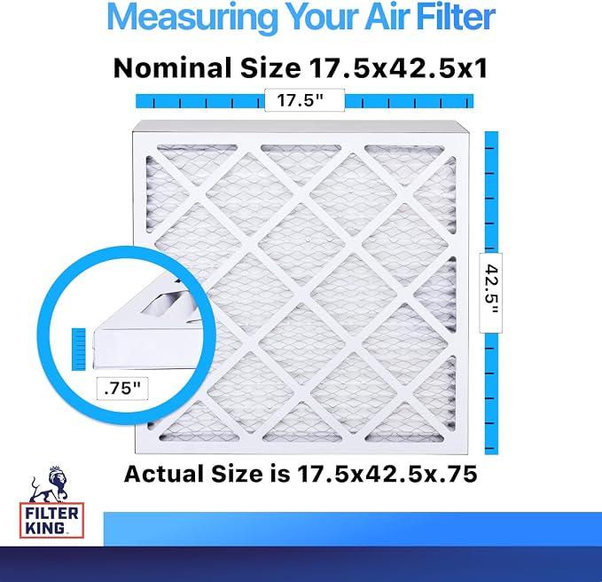 Filter King 17.5x42.5x1 Air Filter | 4-PACK | MERV 8 HVAC Pleated A/C Furnace