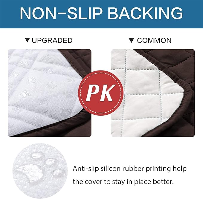 Waterproof Dog Bed Covers for Couch Protection, Water-Resistant Soft Dog Pet Blanket Anti-Slip Dog Blanket for Bed, for Furniture Bed Couch Sofa (Brown,82x82inch)