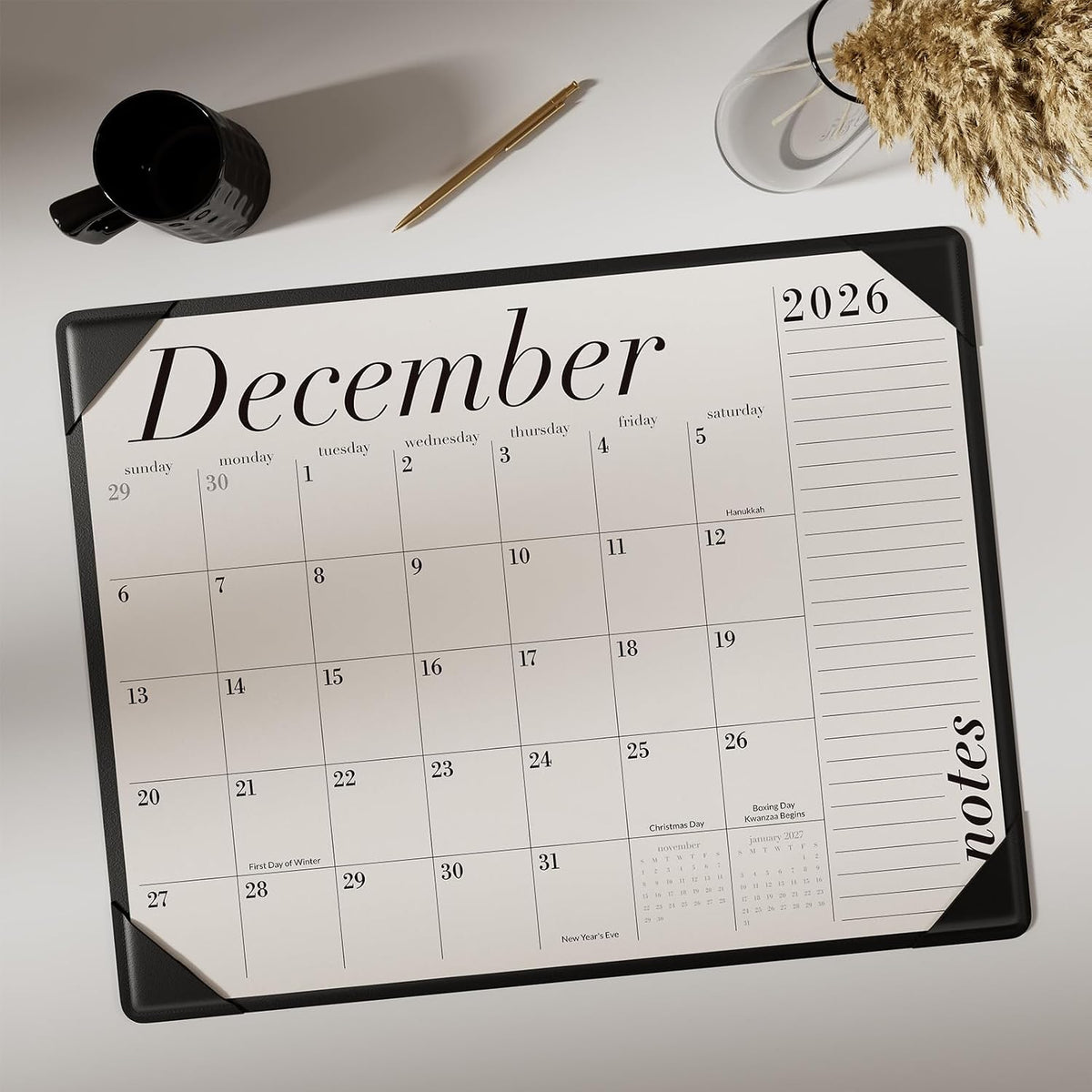 Jotsome Large Desk Calendar 2026-2027 with Protective Mat 22"x17"