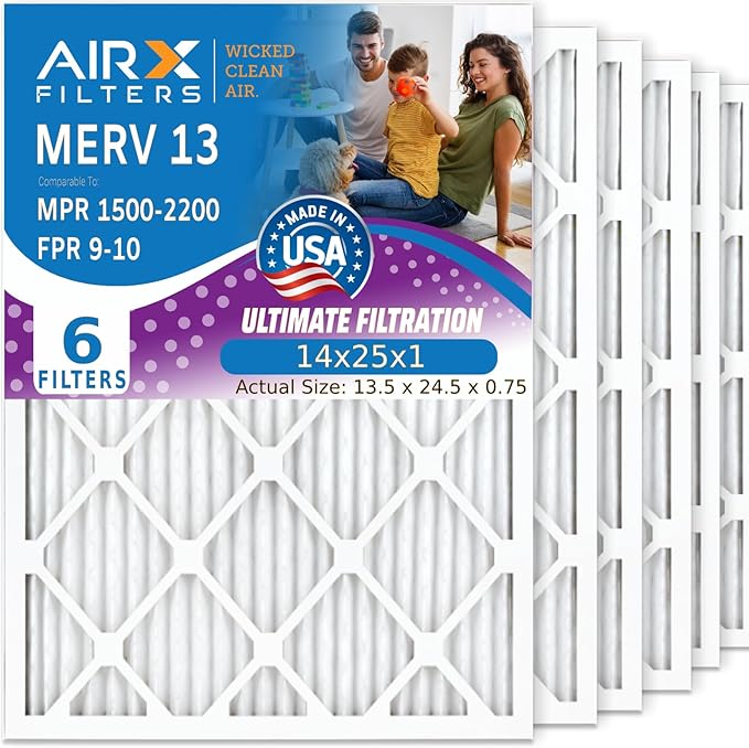 AIRX FILTERS WICKED CLEAN AIR. 14x25x1 Air Filter MERV 13 Electrostatic Pleated