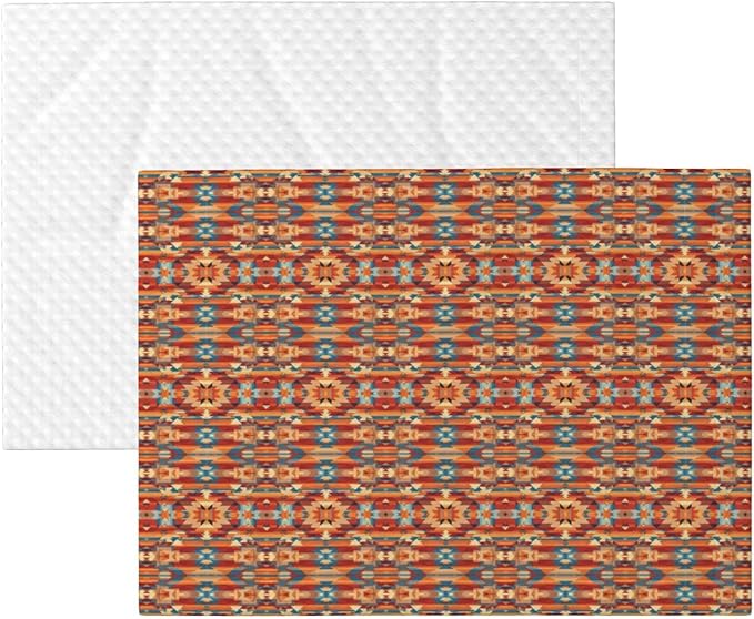 Reversible Plush Pet Blanket for Puppies Kittens, Ethnic Tribal Navajo Indiana Western Southwest, Double Sided Gentle Dot Texture for New Pets Adjusting to Home Environment Softly