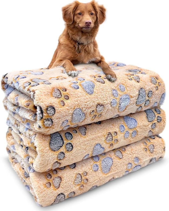 Dog Blankets for Medium Large Dogs Washable, 3 Pack Pet Blanket Washable 41" x 31", Fuzzy Soft Puppy Blanket Throw Cover for Kennel Crate Bed, Blanket for Dogs, Pet Blankets for Dog