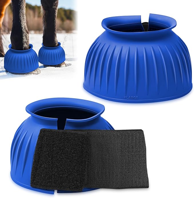 Abbylike Bell Boots for Horses 1 Pair/2 Pair Available, Protect Against Hoof Impact Trauma, Rubber Bell Boots Horse Care for Turnout, No Rub Design Wrap Hook and Loop