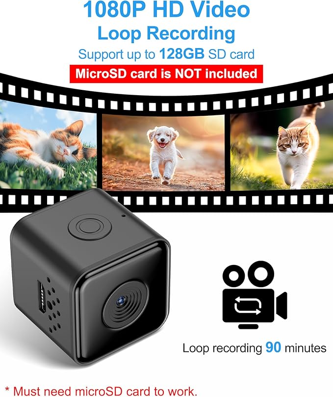 Cat Camera Collar, 1080P Video Recording Cameras for Pets,XS-Size,No App,No Wi-Fi, Cordless Cat & Dog Collar Camera,POV Cam(No Micro-SD Card Included)