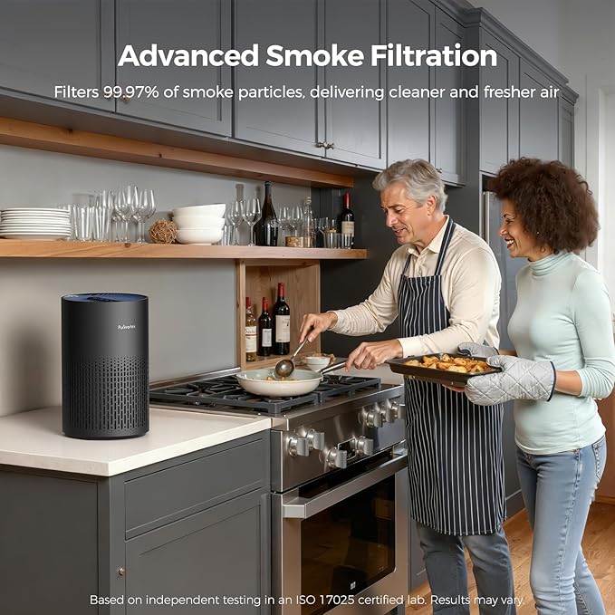 Purivortex Air Purifiers for Bedroom, Quiet Air Purifier with HEPA Filter for Pollen, Smoke, Dust, Pet Dander, Odor, Hair, Ozone Free, Covers Up to 880 Sq Ft, PX500 Black