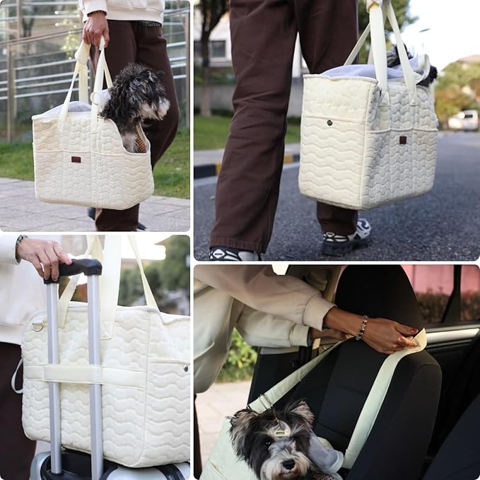 Small Puppy Carriers Bag Cat Purse,Recommand for Lazy/Gentle Adult Pets,Fashion Woman Dogs Totes Lightweight Pups Kitties Bunny Go to Vet Picnic Outdoor (Light Yellow)