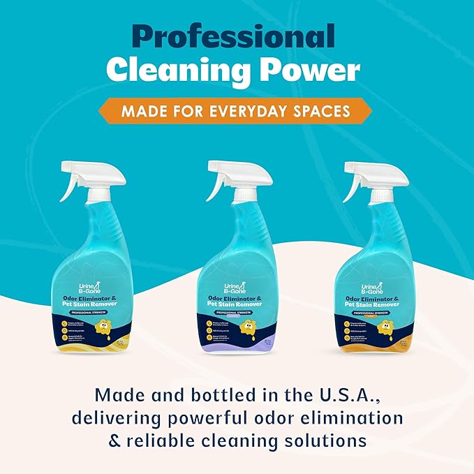 Urine B-Gone, Professional Enzyme Odor Eliminator & Pet Stain Remover, Human, Cat & Dog Urine Cleaner, Effective on Laundry, Carpets & More, Citrus Scent, 32oz