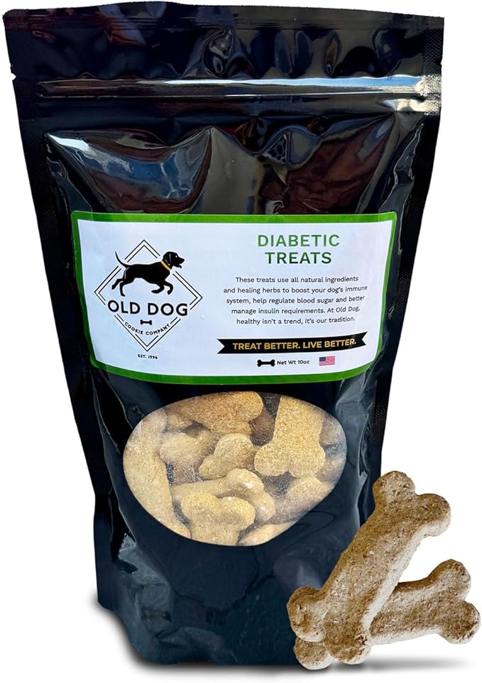 Old Dog Cookie Company All Natural Diabetic Dog Treats – Vet Approved Dog Snacks | Best Healthy Chews for Dogs, Top Treat for Dogs | Low Glycemic, Supports Healthy Blood Sugar | 10 oz
