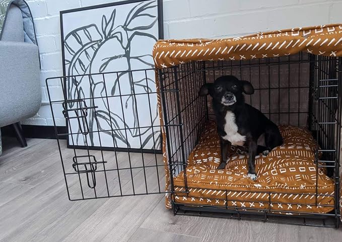 Molly Mutt Sheepy Wool Crate Mat - 100% Cotton Canvas Cover with Temperature-Regulating 100% Natural Wool-Filled Insert Dog Bed - Soft & Supportive Wool-Filled Bed -(36"x24"x2.5", Everywhere)
