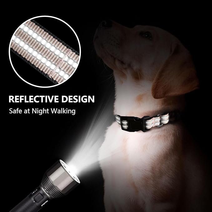 Martingale Dog Collar, Adjustable Nylon Reflective Collar with Quick Release Buckle (Pink Ivory, Small)