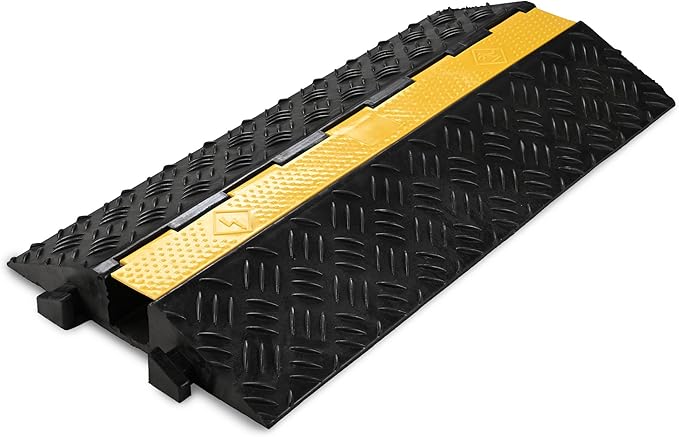 Yescom Cable Ramp Protector 1 Channel Garden Hose Protecitive 44000 Lbs Load Capacity Heavy Duty, 39.37"x22.83"x4.72" Speed Bump for Road, Driveway, Walkway and Commercial Use