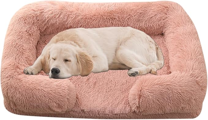 Dog Beds Large Sized dog Orthopedic, Sofa Dog Bed with Waterproof Lining and Nonskid Bottom, Rectangle Washable Dog Bed for Medium Small Dogs and Cats Comfortable ( Color : Pink1 , Size : 43 x 27" )