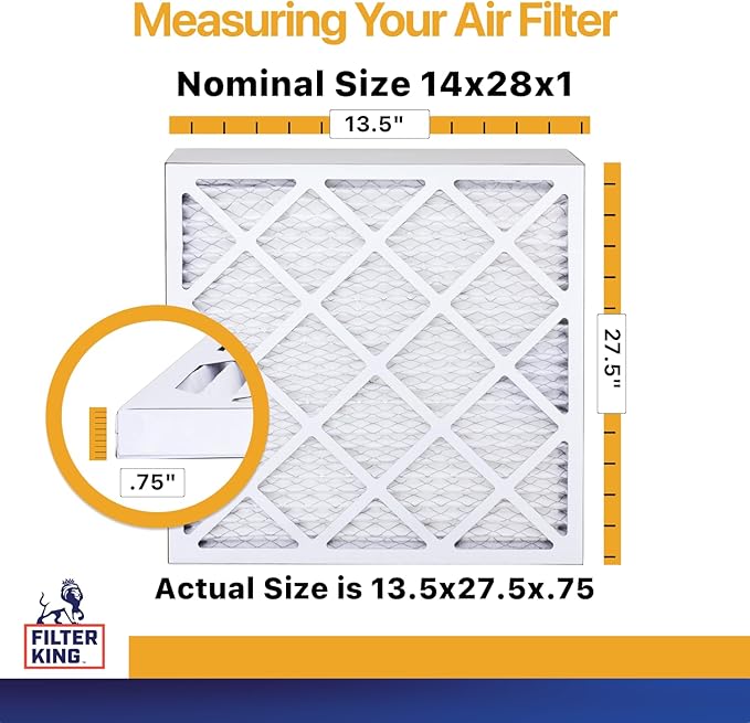 Filter King 14x28x1 Air Filter | 6-PACK | MERV 13 | HVAC Pleated AC Furnace