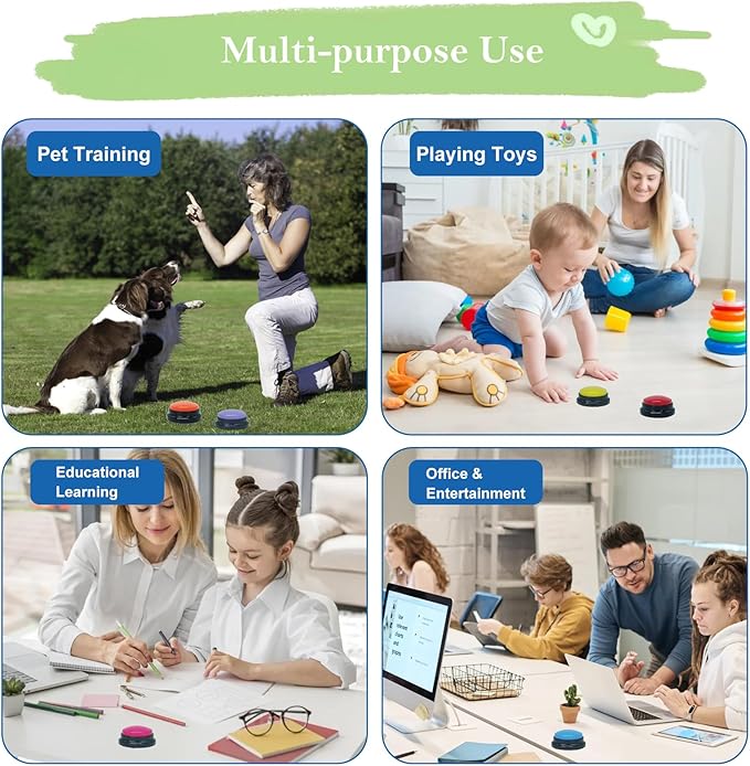 Set of 6 Dog Buttons for Communication, Voice Recordable Buttons for Classroom, Dog Training Talking Buttons Starter Set, Pet Easy Speaking Buttons Tools