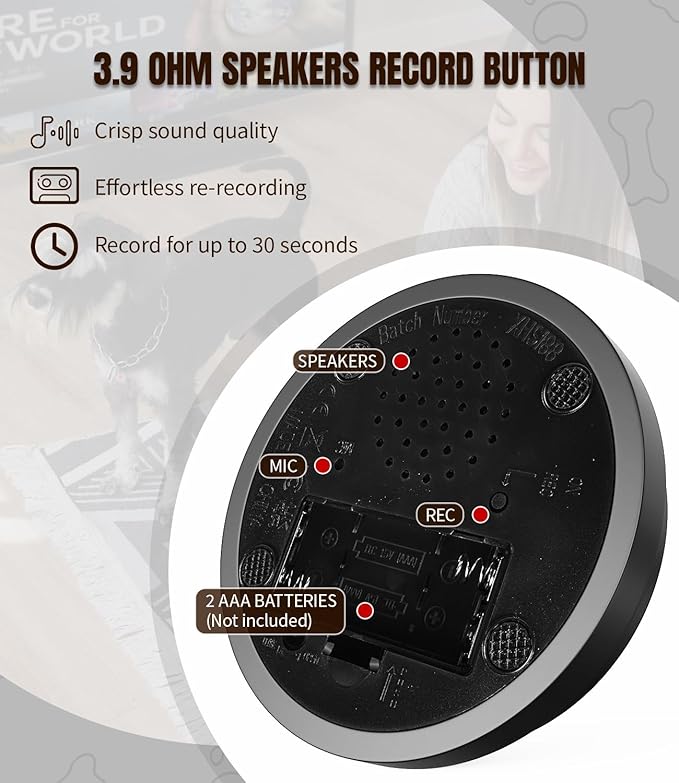 6 Pcs Dog Buttons for Communication Pet Training Buzzer, 30 Second Voice Recording Button, Dog Talking Button Set with 6 Color Anti-Slip Mat and 48 Scene Stickers