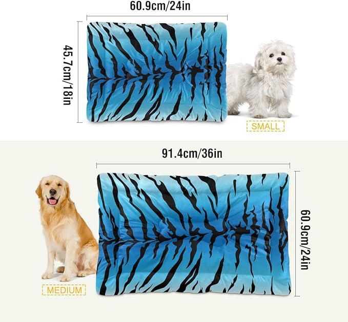 Blue Tiger Print Pet Bed Cute Dog Bed Mat Absorbing Non Slip Pad Pet Sleeping Mat for Small, Medium, and Large Dogs Puppy Cat 24 in x 18 in