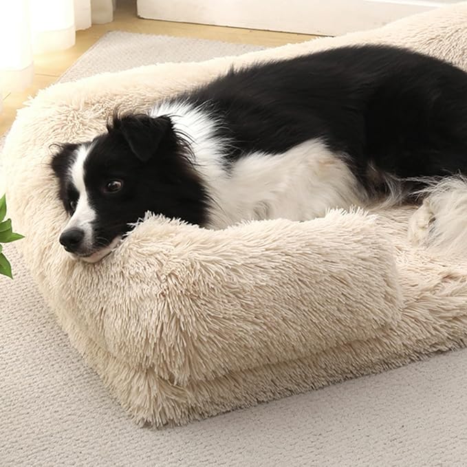 Dog Beds Medium Large Size Dog, Calming Dog Bed with Removable Washable Cover, Waterproof Lining and Nonskid Bottom(Grass Green,XL)