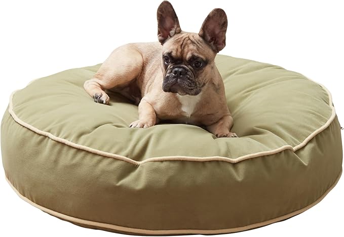 Happy Hounds Scout Round Reversible Pillow Dog Bed, Small (30" x 30"), Fern